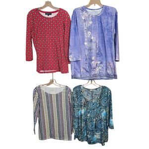 Women's Large 12 14 Tops Shirts Blouses Sweaters Wholesale Bulk Lot of 4 L